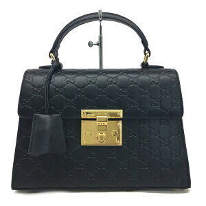 Gucci GG Shier Leather Handbag Shoulder Bag Black
